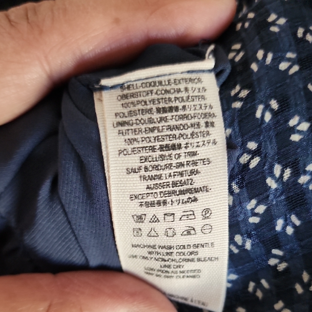 Free People Navy Floral Smocked Long Sleeve Dress Boho Romantic - Picture 8 of 12